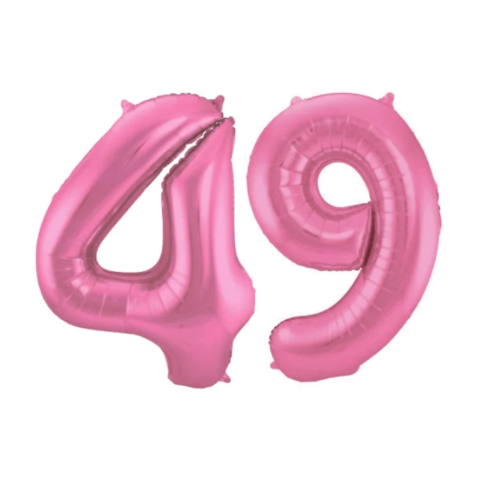 Folieballon 49 jaar metallic roze mat 86cm