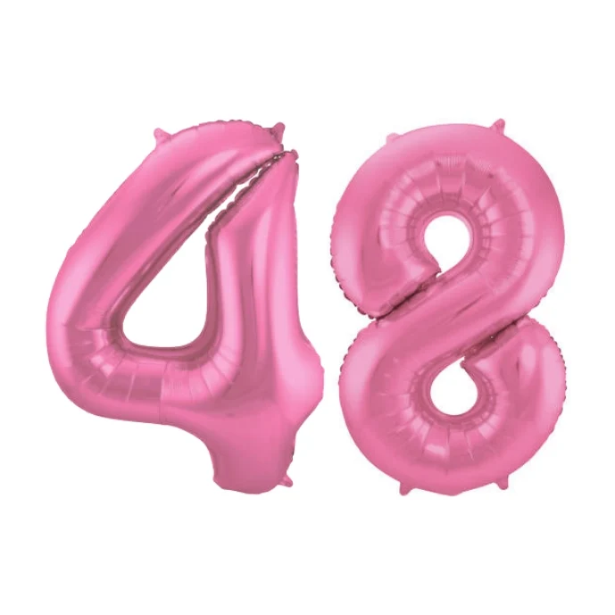 Folieballon 48 jaar metallic roze mat 86cm