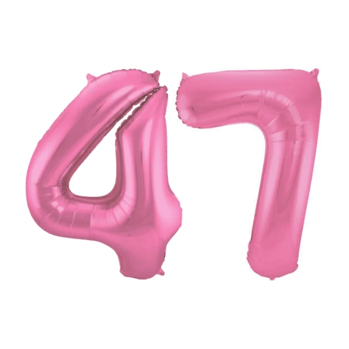 Folieballon 47 jaar metallic roze mat 86cm