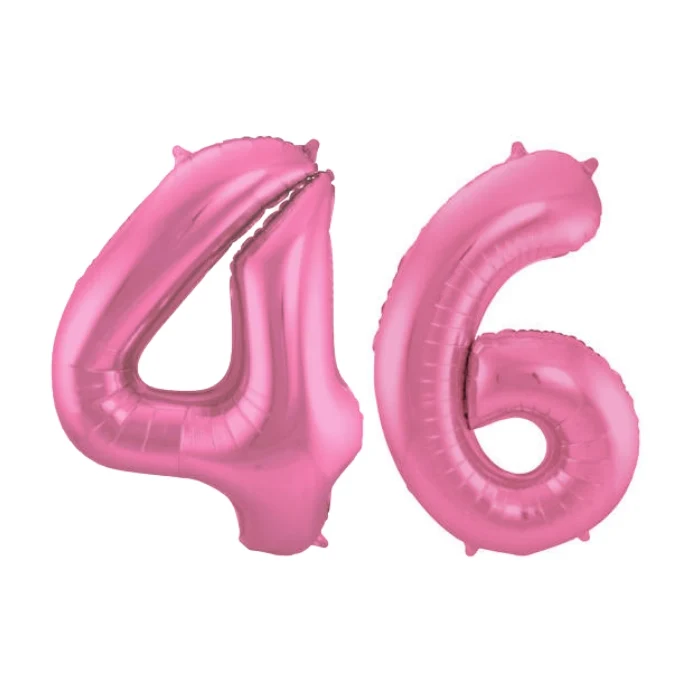 Folieballon 46 jaar metallic roze mat 86cm