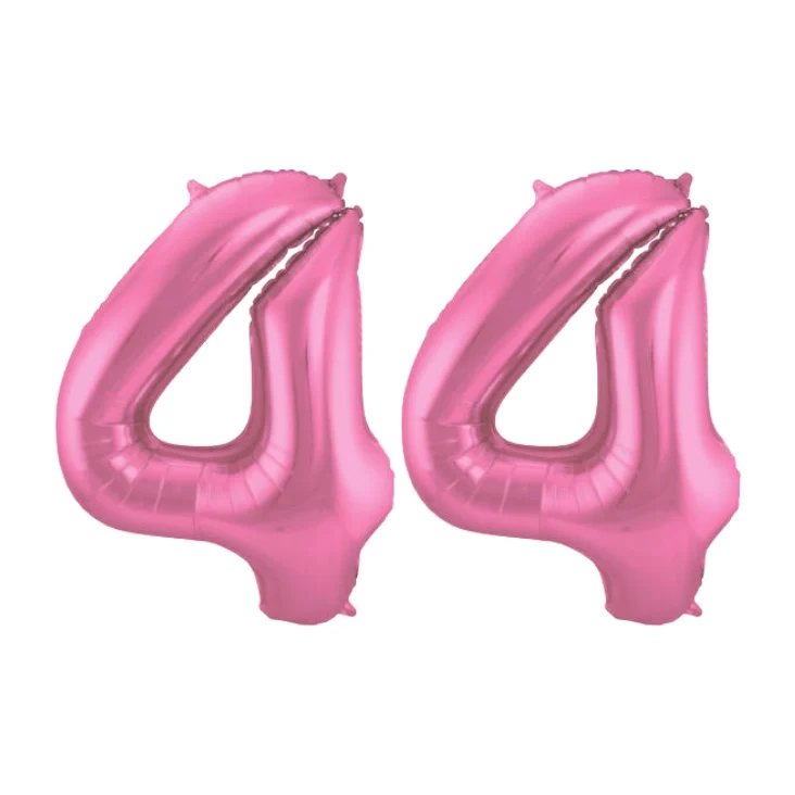 Folieballon 44 jaar metallic roze mat 86cm