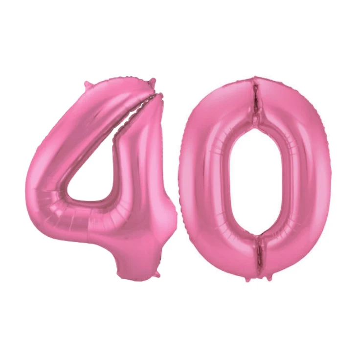 Folieballon 40 jaar metallic roze mat 86cm