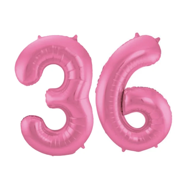 Folieballon 36 jaar metallic roze mat 86cm
