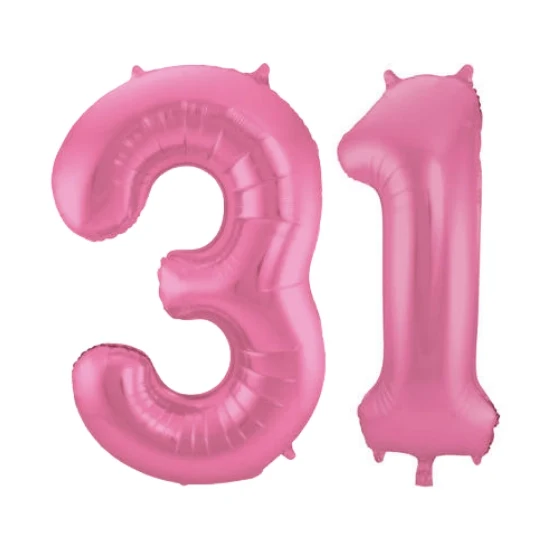 Folieballon 31 jaar metallic roze mat 86cm