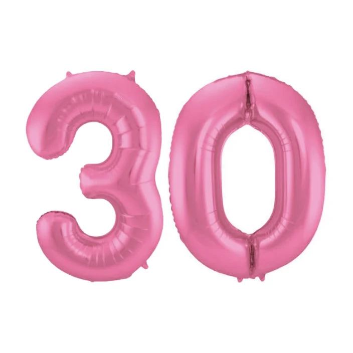 Folieballon 30 jaar metallic roze mat 86cm