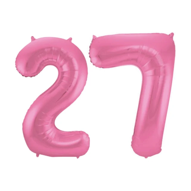 Folieballon 27 jaar metallic roze mat 86cm