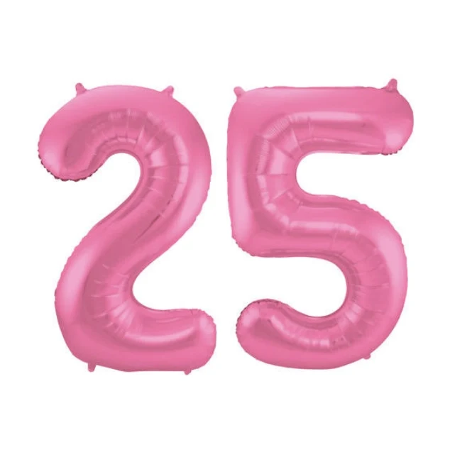 Folieballon 25 jaar metallic roze mat 86cm