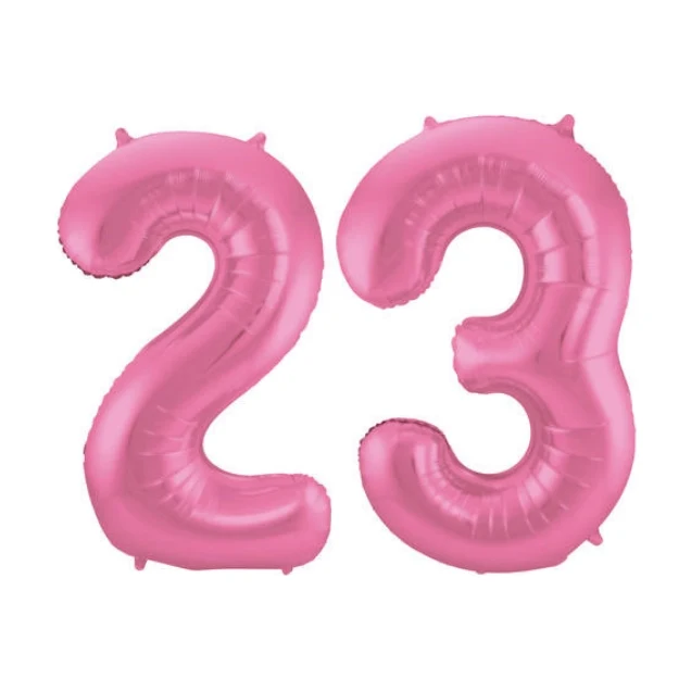 Folieballon 23 jaar metallic roze mat 86cm