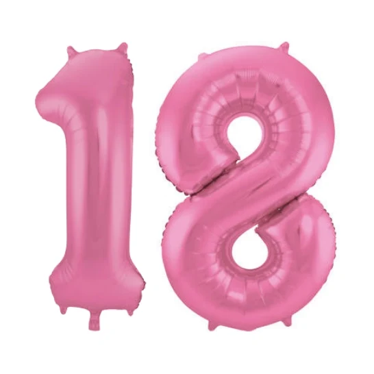 Folieballon 18 jaar metallic roze mat 86cm