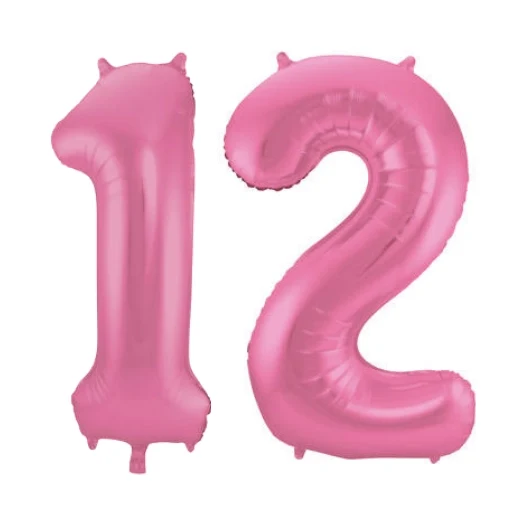 Folieballon 12 jaar metallic roze mat 86cm