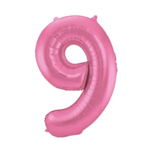 Folieballon 9 jaar metallic roze mat 86cm