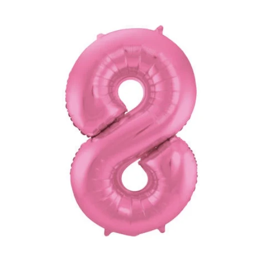 Folieballon 8 jaar metallic roze mat 86cm
