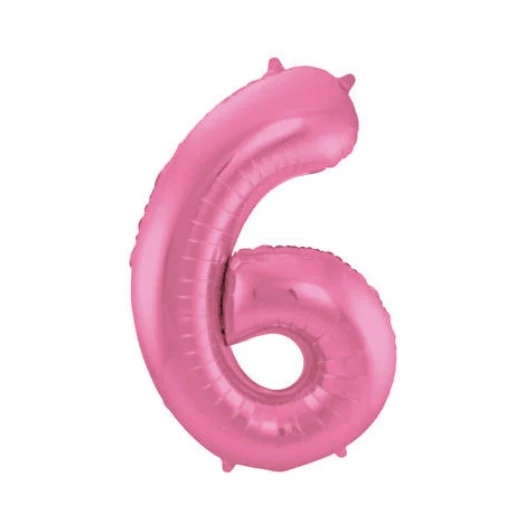 Folieballon 6 jaar metallic roze mat 86cm