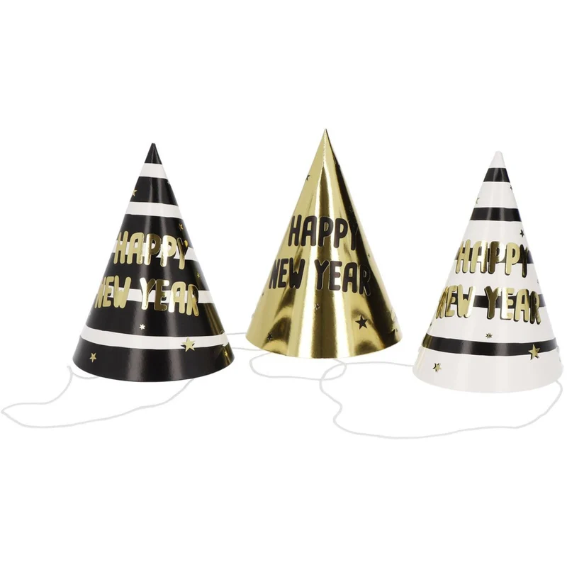 Feesthoedjes BlackGold HNY 10 cm (6st)