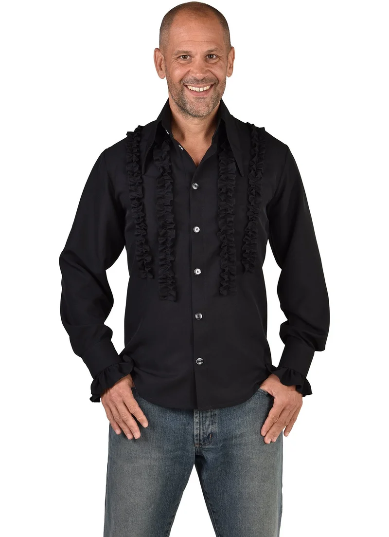 Party Blouse Rouches Zijden Zwart
