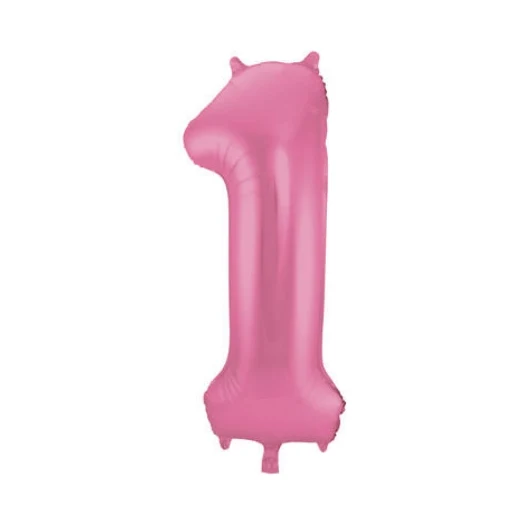 Folieballon 1 jaar metallic roze mat 86cm