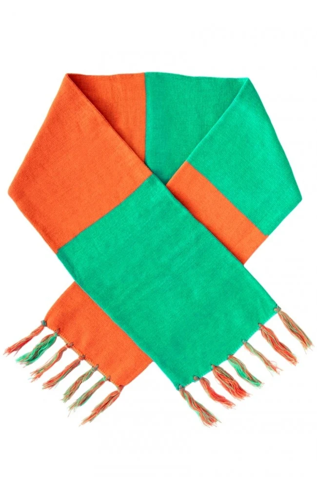 Carnaval Sjaal Lampegat Oranje/Blauw Blokken