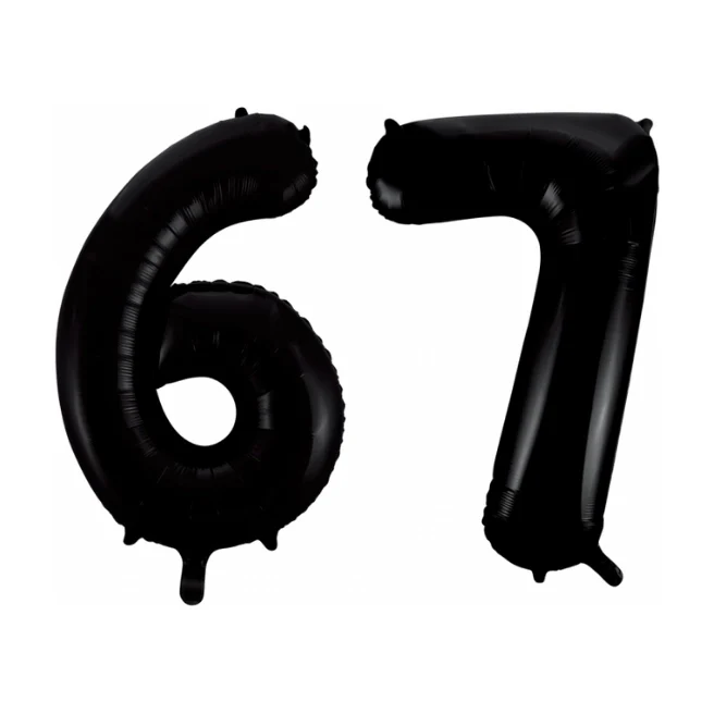 Folieballon 67 jaar zwart 86cm