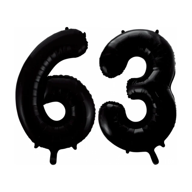 Folieballon 63 jaar zwart 86cm