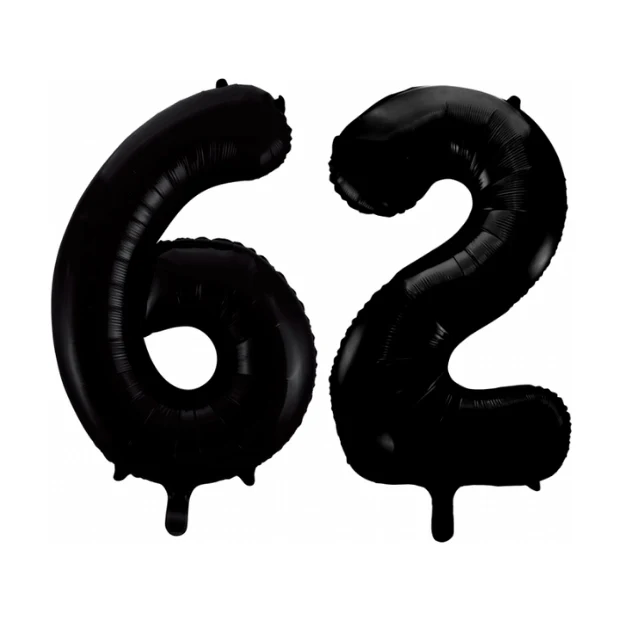 Folieballon 62 jaar zwart 41cm