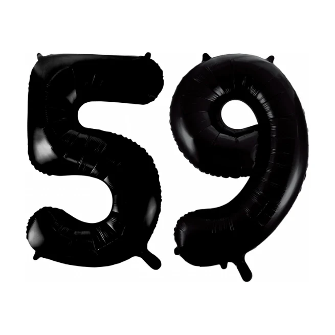 Folieballon 59 jaar zwart 86cm