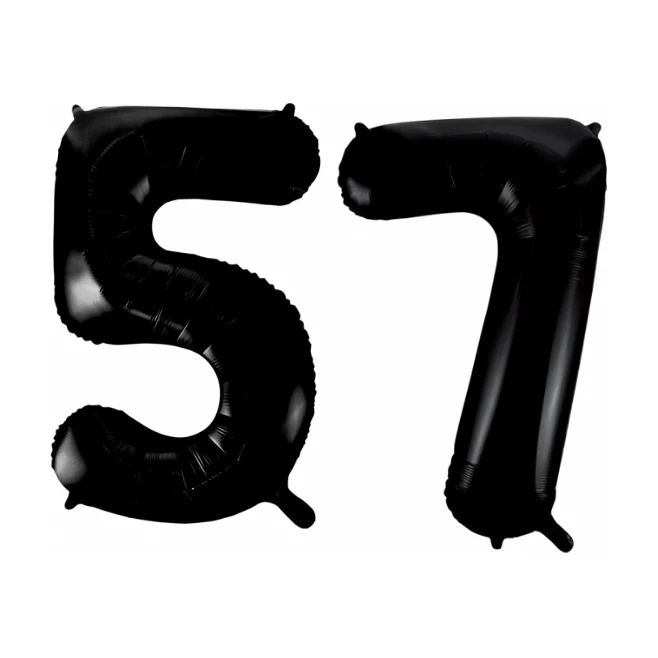 Folieballon 57 jaar zwart 41cm