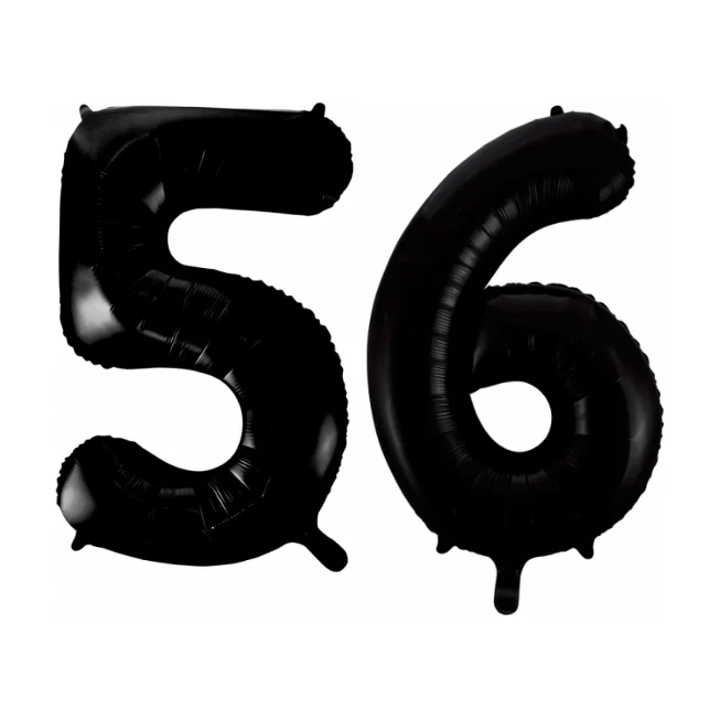 Folieballon 56 jaar zwart 86cm