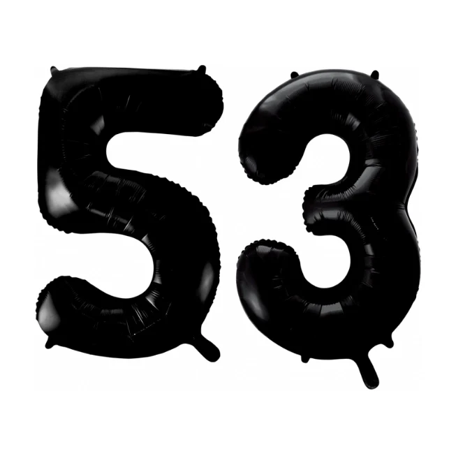 Folieballon 53 jaar zwart 86cm
