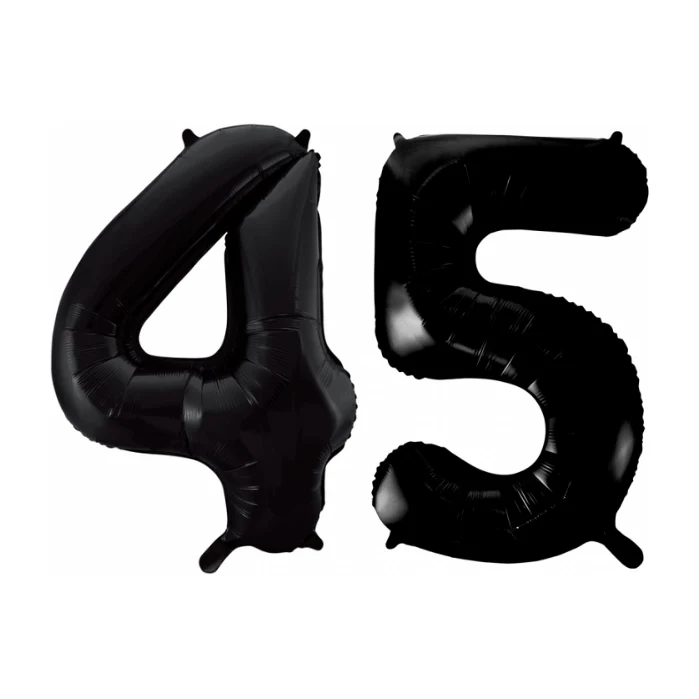 Folieballon 45 jaar zwart 86cm