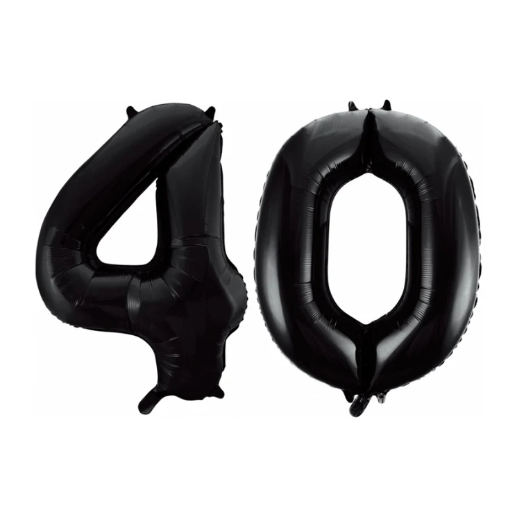 Folieballon 40 jaar zwart 86cm