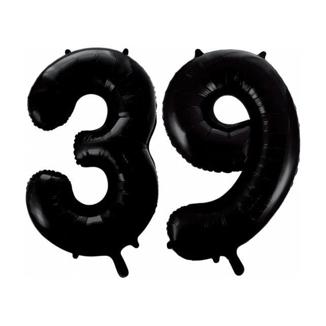 Folieballon 39 jaar zwart 86cm