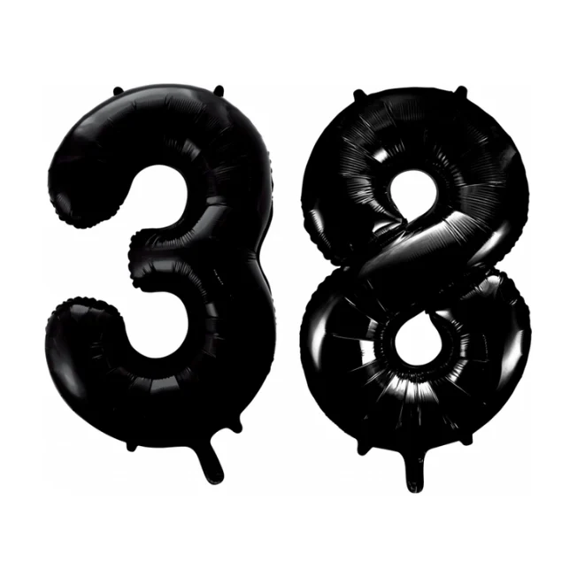 Folieballon 38 jaar zwart 86cm