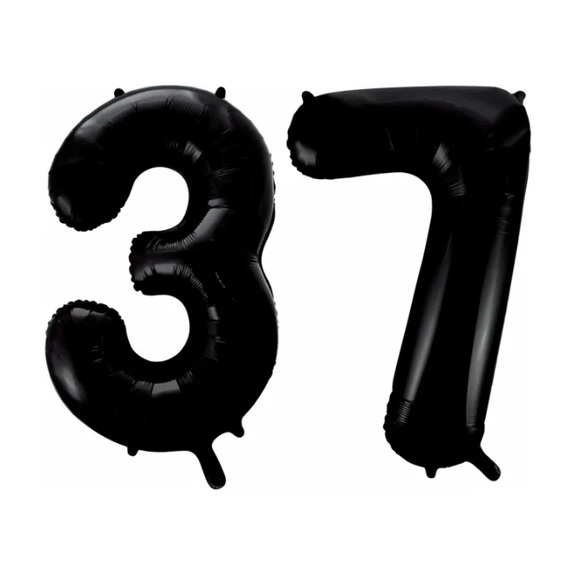 Folieballon 37 jaar zwart 86cm