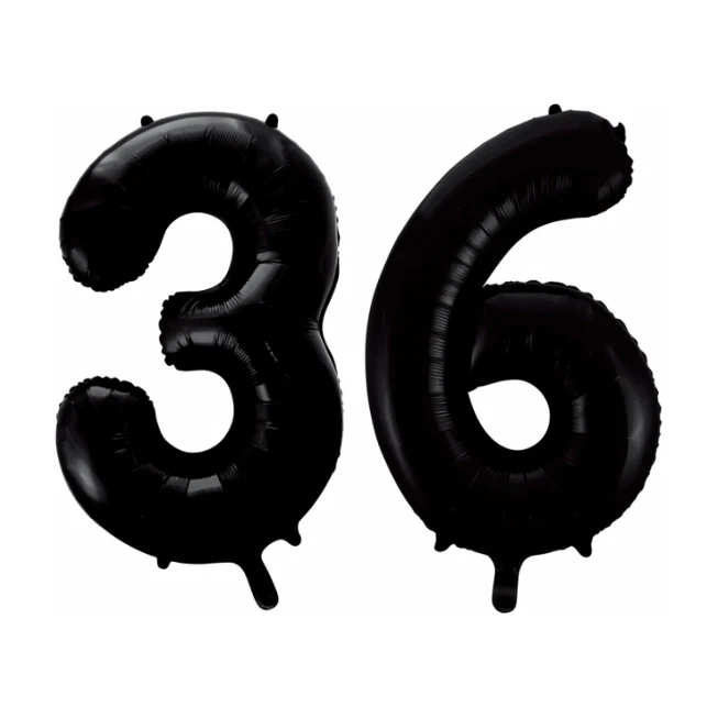 Folieballon 36 jaar zwart 41cm