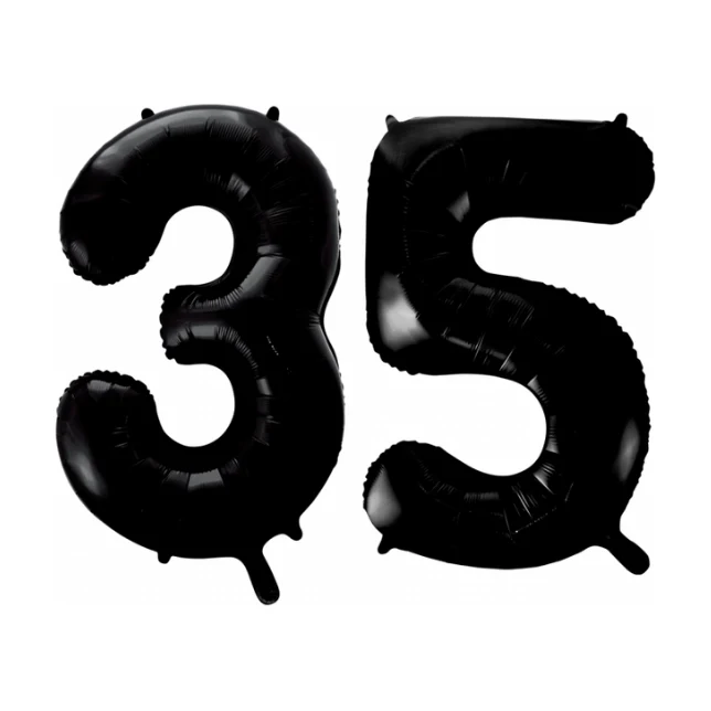 Folieballon 35 jaar zwart 41cm