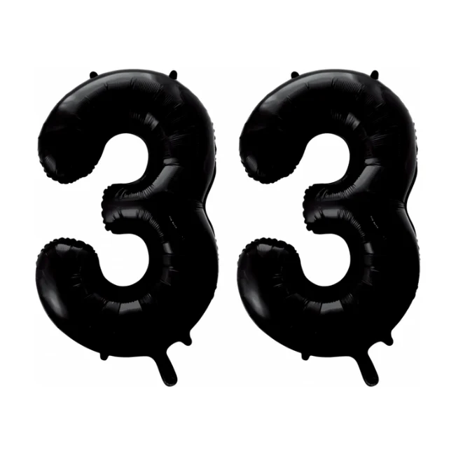 Folieballon 33 jaar zwart 41cm