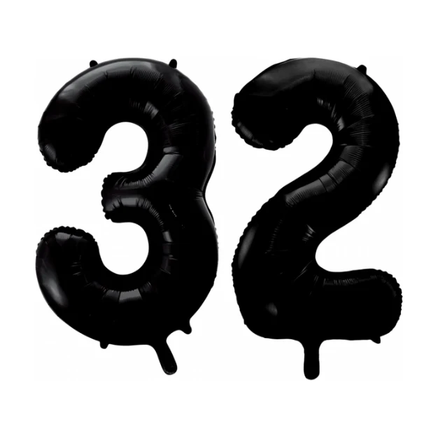 Folieballon 32 jaar zwart 41cm