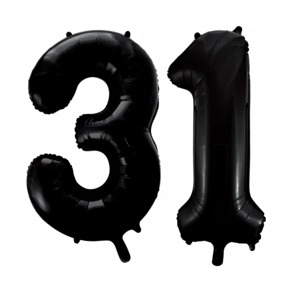 Folieballon 31 jaar zwart 41cm