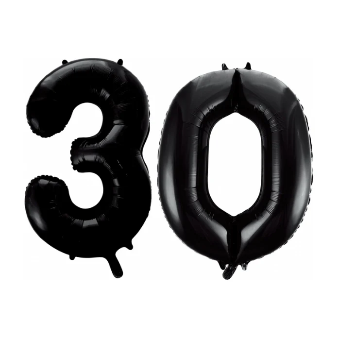 Folieballon 30 jaar zwart 86cm