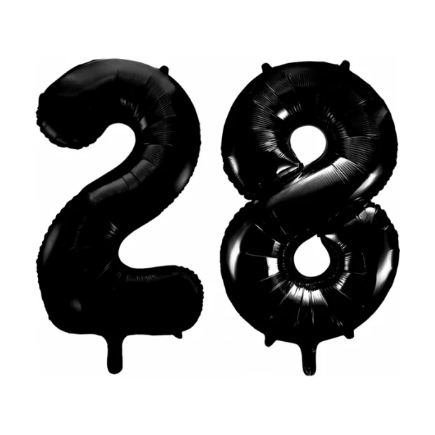 Folieballon 28 jaar zwart 86cm