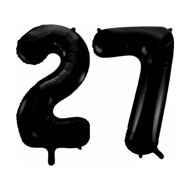 Folieballon 27 jaar zwart 86cm