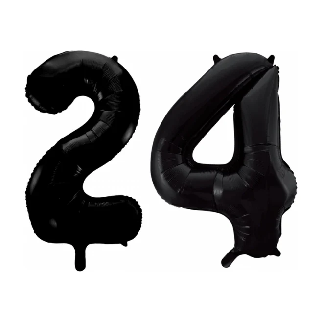 Folieballon 24 jaar zwart 86cm