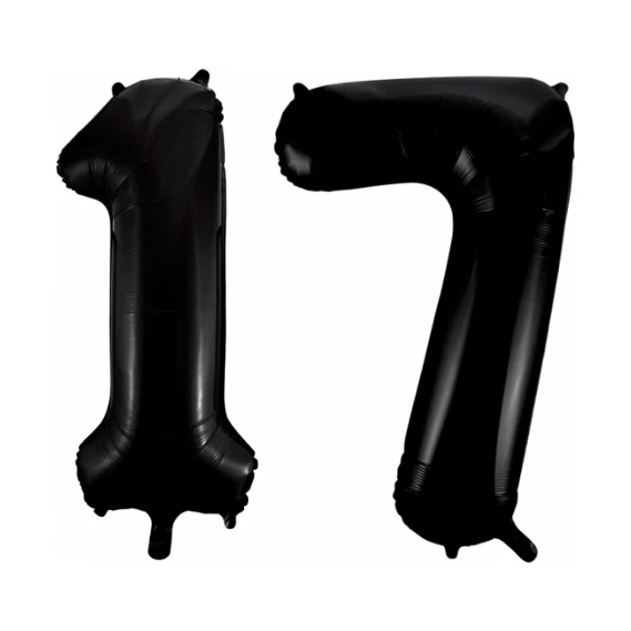 Folieballon 17 jaar zwart 41cm