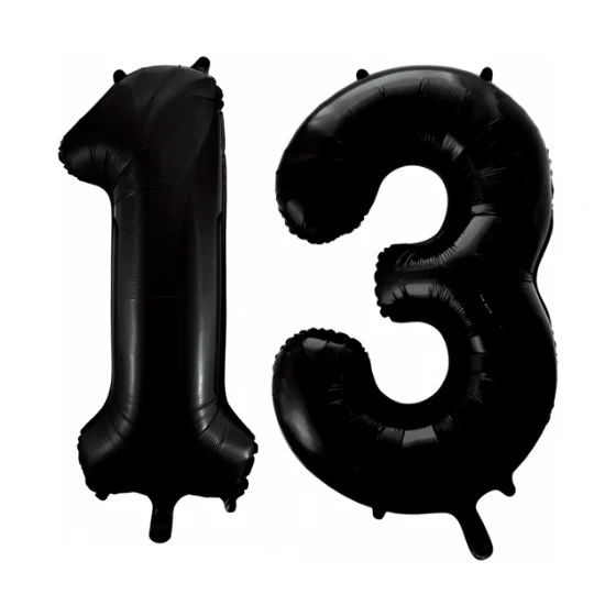 Folieballon 13 jaar zwart 86cm