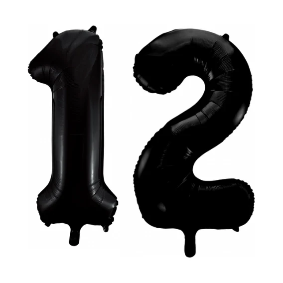 Folieballon 12 jaar zwart 41cm