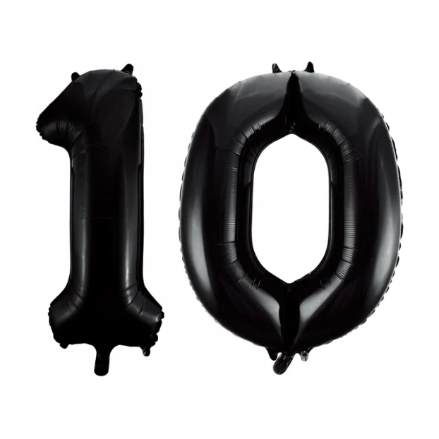 Folieballon 10 jaar zwart 86cm