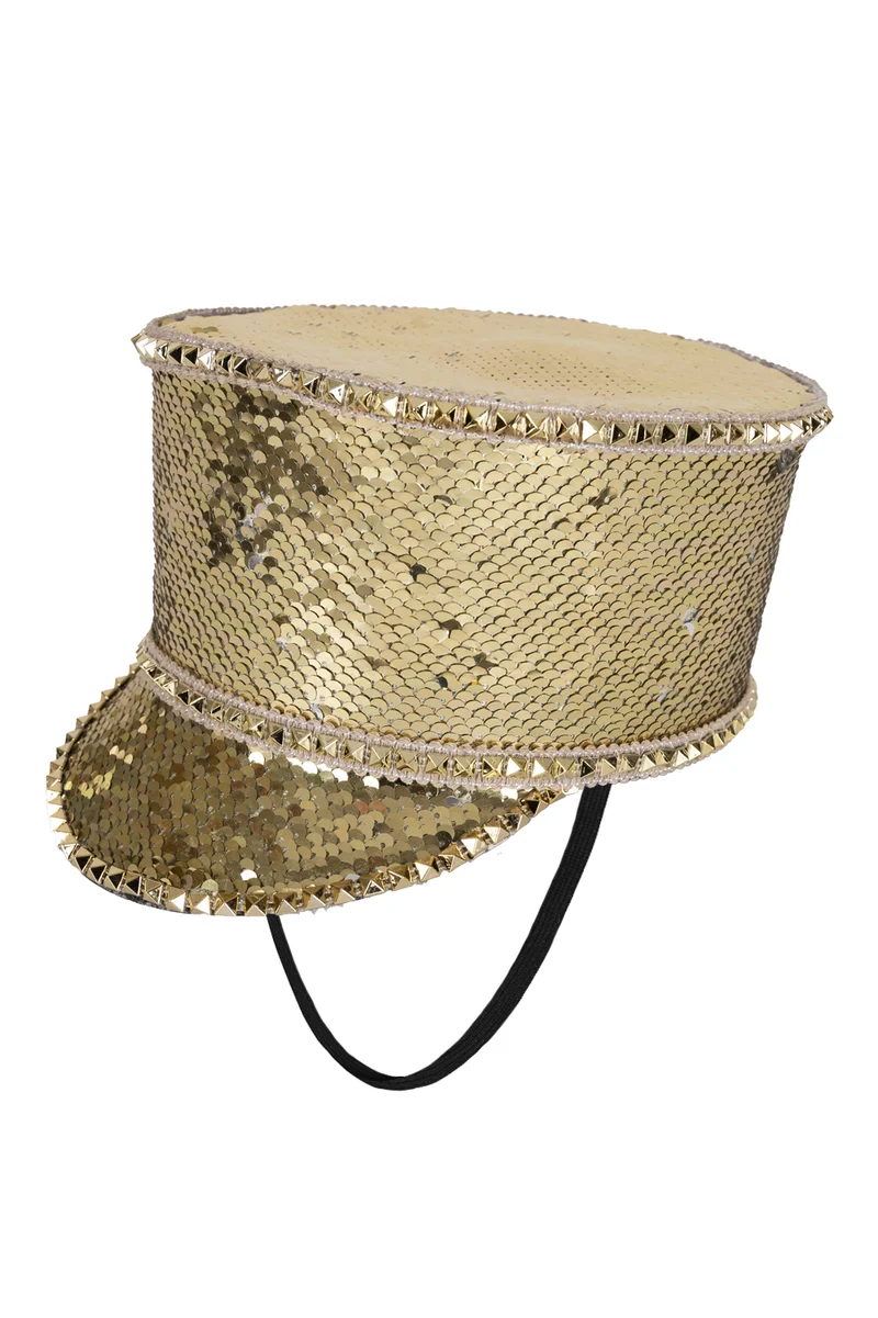 Kolbak fanfare hoed Pailletten goud
