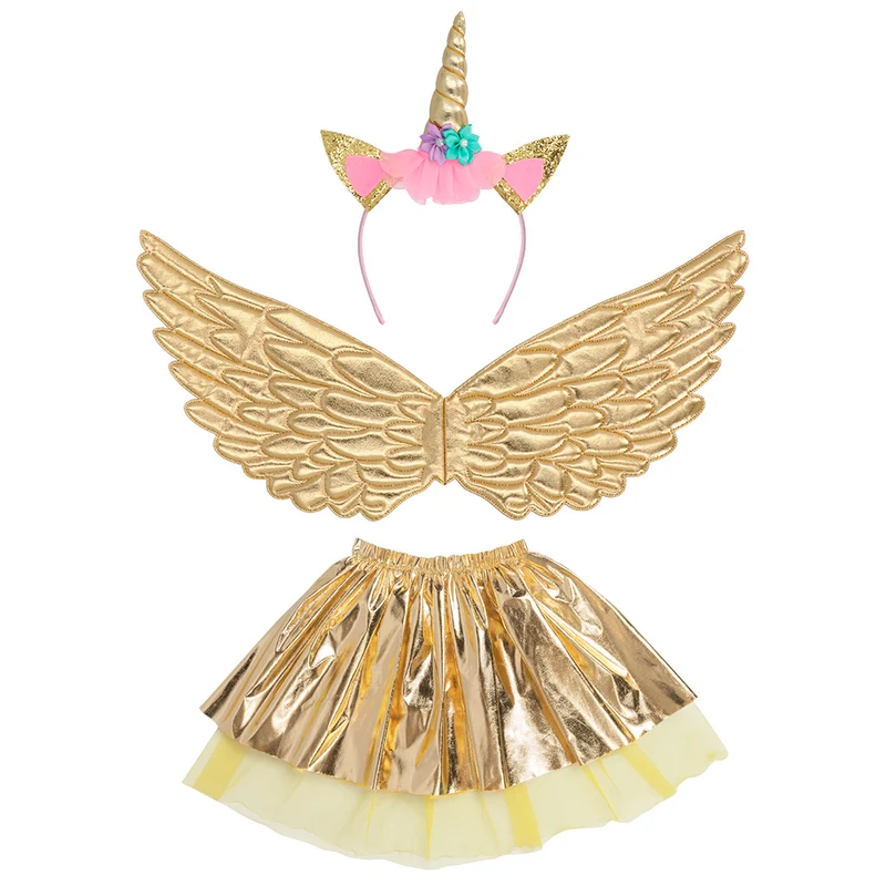 Unicorn eenhoorn verkleed set goud
