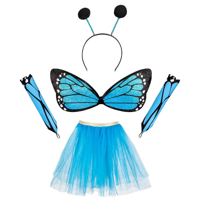 Vlinder verkleed set blauw kind