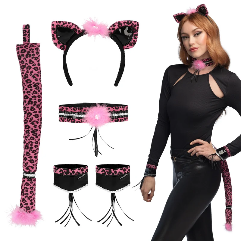 Luipaard verkleed set roze